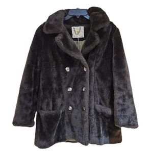 70s boho indie sleaze dark brown teddy coat